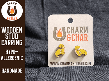 Brontosaurus Wood Stud Earrings - Dinosaur Fashion Earring